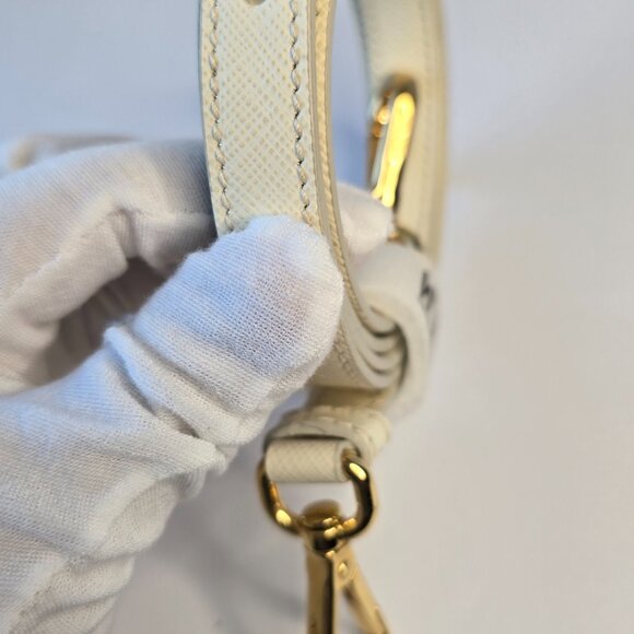 Prada Galleria MM Off-White Saffiano Leather Tote | Strap + Entrupy | Rank A - Picture 5 of 16